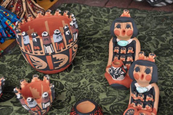 Venda de artesanato indígena em Santa Fé, no Novo México - Estados Unidos